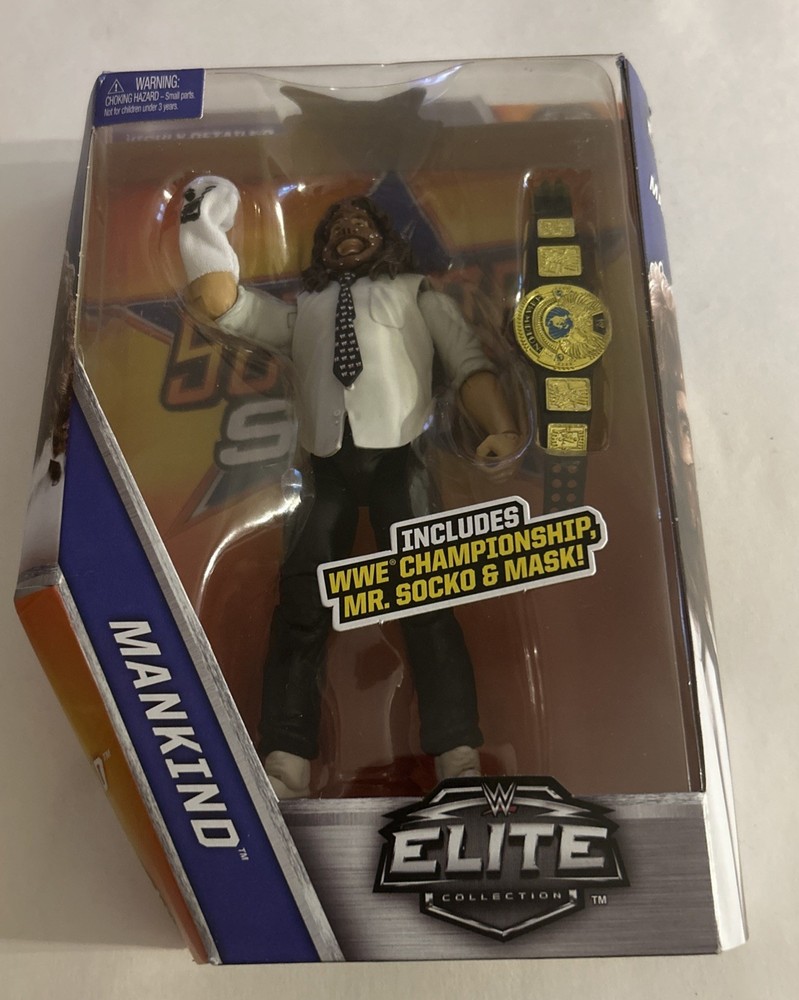 WWE MANKIND Summer slam ELITE Figure Mattel WWF CHAMPIONSHIP Belt & Mr. Socko