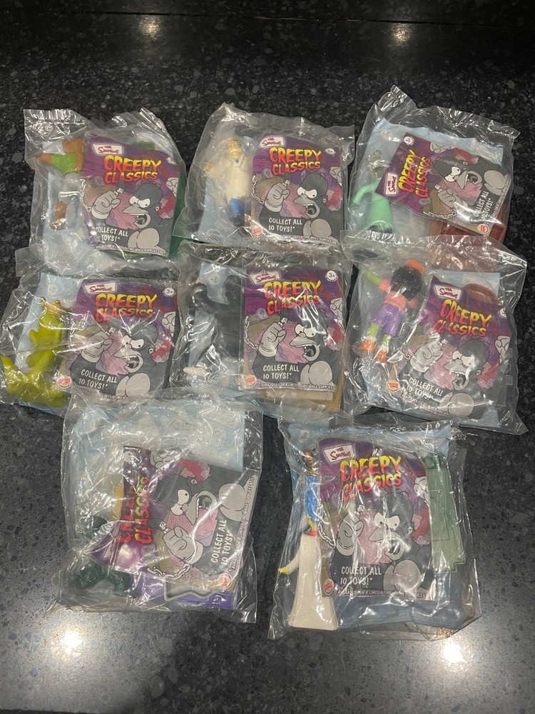 2002 The Simpsons Creepy Classics Burger King Kids Meal Set of 8 New Sealed