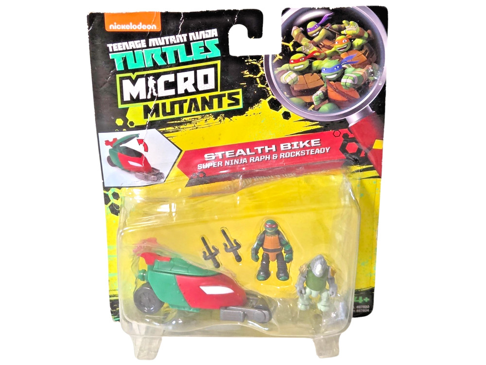2016 Teenage Mutant Ninja Turtles Micro Mutants -Stealth Bike, Raph & Rocksteady