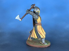 Painted Tabletop Action Figure medieval knight with an ax 60mm Plastic Craft