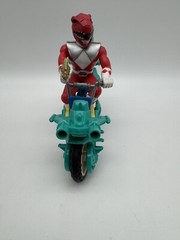 Power Rangers Figure Red On Green Bike Wind up and Roll Works United Kingdom