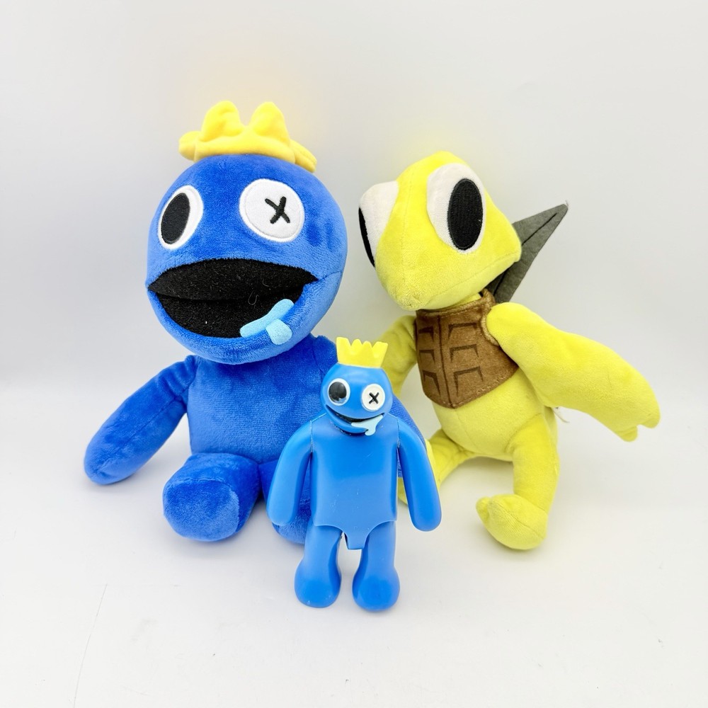 Rainbow Friends Plush & Figure Lot Blue Yellow Roblox Horror Toys 3pc