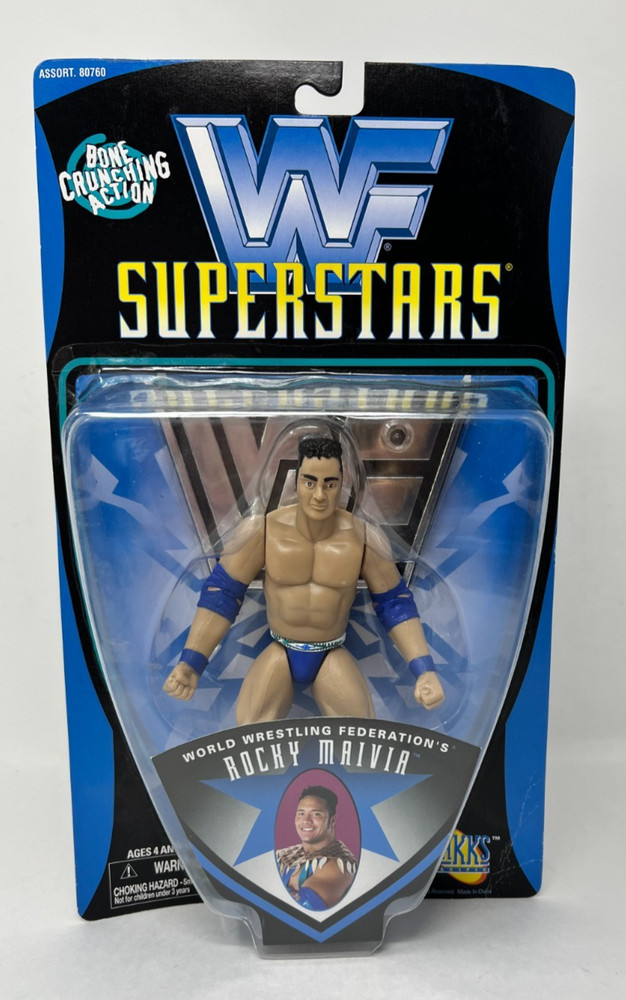 Jakks WWF Superstars Rocky Maivia Bone Crushing Action The Rock Vintage 1997