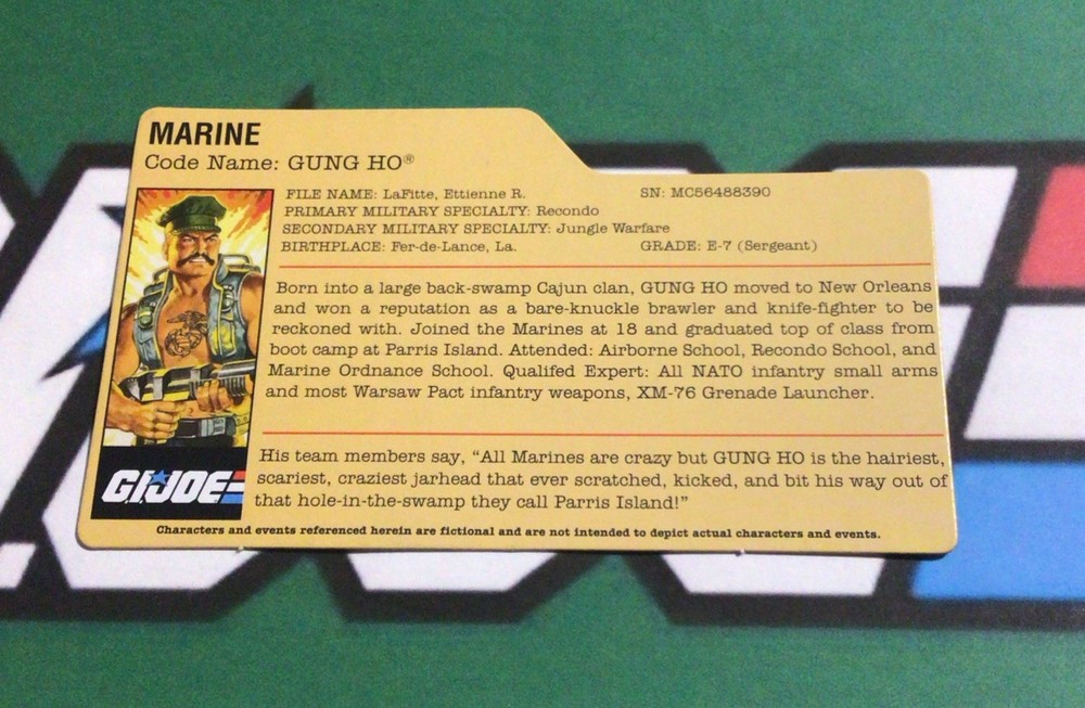 Gung Ho (v18) G.I. Joe 25th Anniversary File Card 2007 HASBRO Z13 021L
