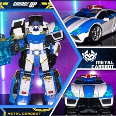 Metal Cardbot BLUE COP Transforming Police Car Robot Action Toy 6.8″