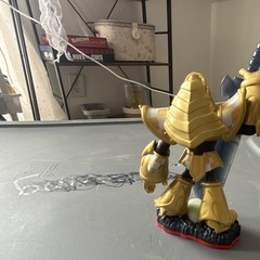 Skylander Gold Armored Warrior Figure w/ Sword, Plastic, Gold/Black/Blue/Red