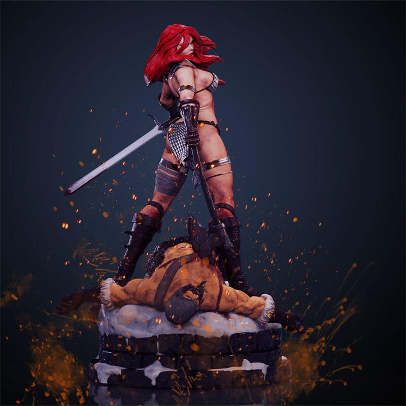 1/6 37cm Red Sonja 3D print figure Model Kit Unpainted Unassembled Garage Kit