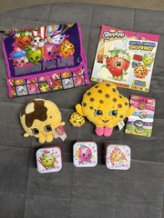 Shopkins Merch Mixed Lot Of 9 Items: Plush, Bracelets, Book, Organizer & More