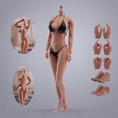 USA 1:6 Female Suntan Skin Large Bust Breast 12in Flexible Seamless Figure Body