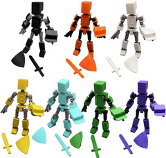 Mini 13 3D Printed Robot, Fully Articulated, 7 Pack Gift Set for Stop Motion Ani