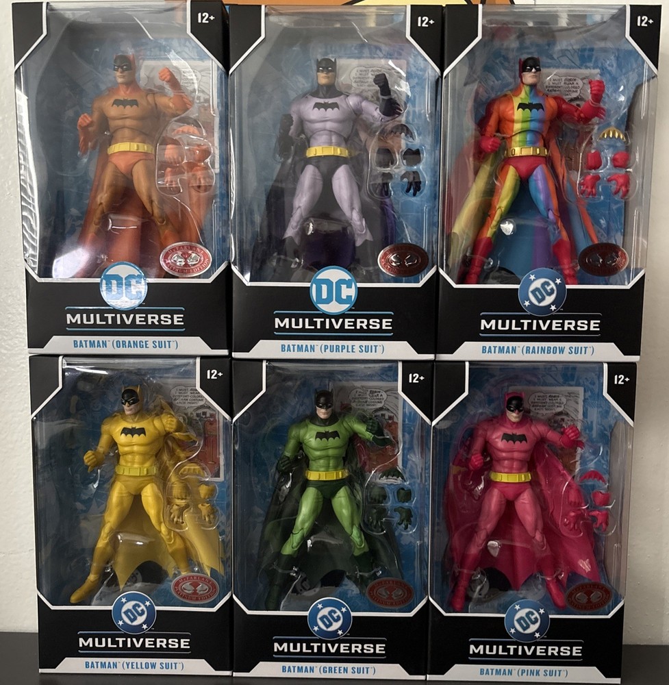 McFarlane Rainbow Batman Figures Red Platinum Chase DC Multiverse Full Set (6)
