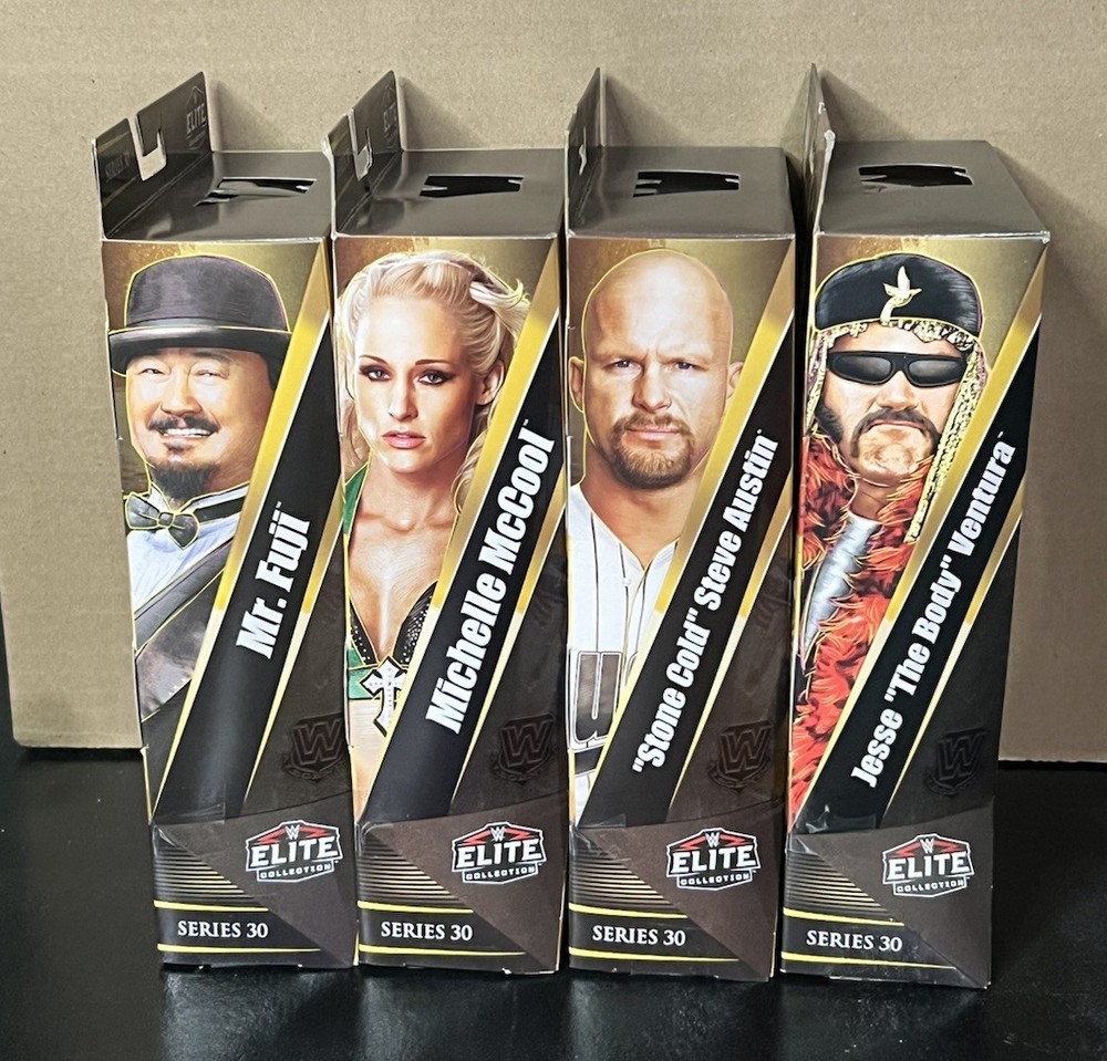 WWE Elite Collection Legends Complete Set Of 4, (Series 30) w/ Bob Backlund BAF