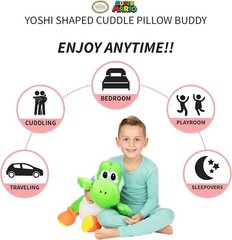 Nintendo Super Mario Yoshi Large Super Soft Plush Cuddle Pillow Buddy 20″