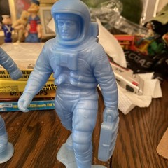 💥4 RARE VTG 1970 Louis Marx Light Powder Blue Teal Spaceman Astronaut Apollo💥