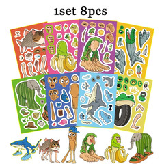 1-6Set Italian Brainrot Sticker Tung Tung Sahur Telalaero Telala Shark Fun Stick