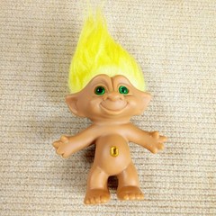 VTG Ace Novelty Troll Doll Lot of 3 Red Yellow Hair Lucky Gem Jewel Belly 3-5″