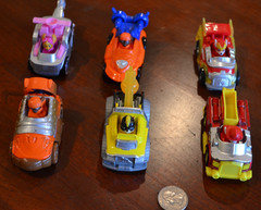 LOT 6 DIE CAST TRUE METAL PAW PATROL VEHICLES CARS NICKELODEON FIRE TRUCK TOW