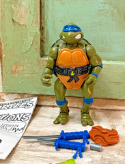 1992 TMNT Mutatin’ Leonardo Figure w/ Chart Pizza Ooze Katanas READ