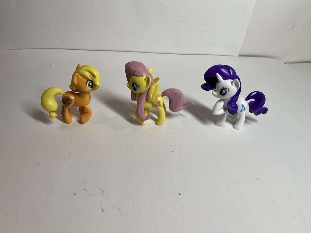 My Little Pony Hasbro 3” Figures MLP Lot of 3 Vinyl Figures Fluttershy Rarity