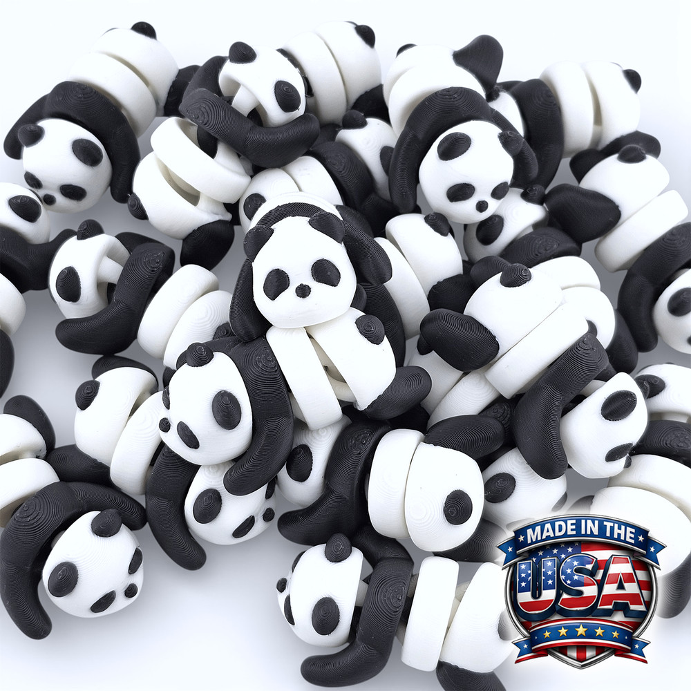Lot 20 Articulated Panda Toy Mini 3D Printed Bear Fidget Desk Pet Animal – 2.2″