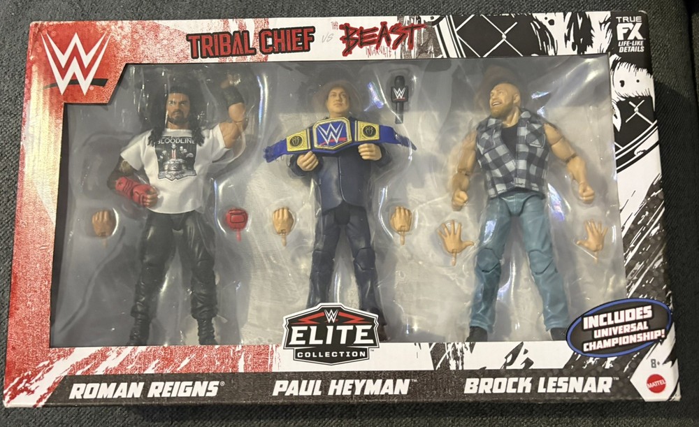 WWE Elite Figure 3Pack Tribal Chief vs Beast Incarnate Roman Reigns Brock Lesnar
