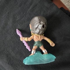 Plastic Figurine Brown Green Gold Purple Aqua With Staff Standing on Water