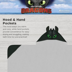Kids Hooded Towel Wrap, Cartoon Design, Quick Dry Cotton for Bathing & Swimming