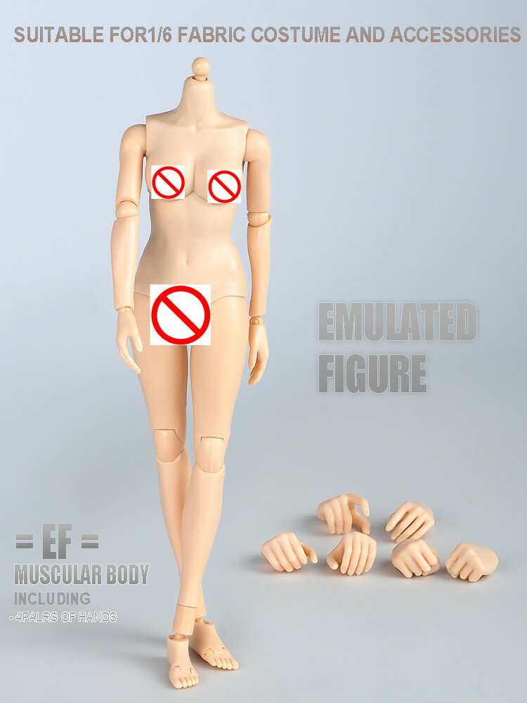 US 1/6 Female Mid Bust Pale Skin Body Model 12″ Action Figure Body Hands Toy