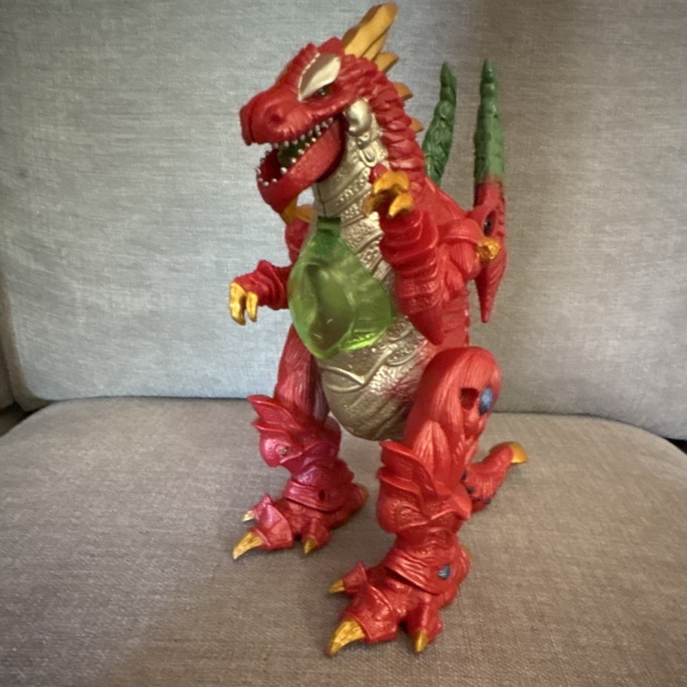 Happy Kid Toy Group Dragon Action Figure 12 Inch Plastic Red Silver Green 2006