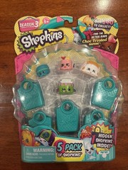 BRAND NEW Shopkins 5 Five Pack Teal Shopping Bags Season 3 Three FREE SHIPPING