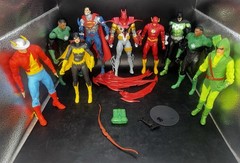 Lot Of 9 DC McFarlane Figures Bat Girl Green Lantern Batman Superman Flash