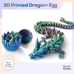 15″ 3D Printed Dragon Egg with Articulated Dragon Inside,Crystal Dragon Toys,…