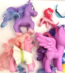 Lot Of 9 Hasbro My Little Pony Ponies Accessories Various Years Sizes Colors