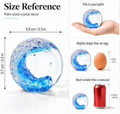 2.3 Inch Hand Blown Ocean Waves Ball Glass Art Ocean Decor