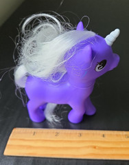 Lot Of 2 Large Plastic Play Horses Ponies Purple Yellow Toy Figure Unbranded
