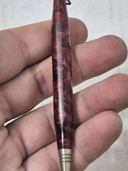 Small Short Vintage Collectible Pencil Red Marbled Shiny Advertising See Pics