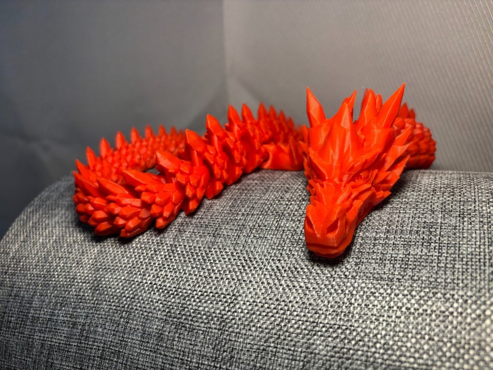 Large Red Articulated Dragon 60cm 3D Printed Poseable Desk Decor Collectible