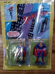 VINTAGE 1979 SUPERMAN SUPERGIRL FIGURE SET ITALY GIOCATTOLI- RARE MOC