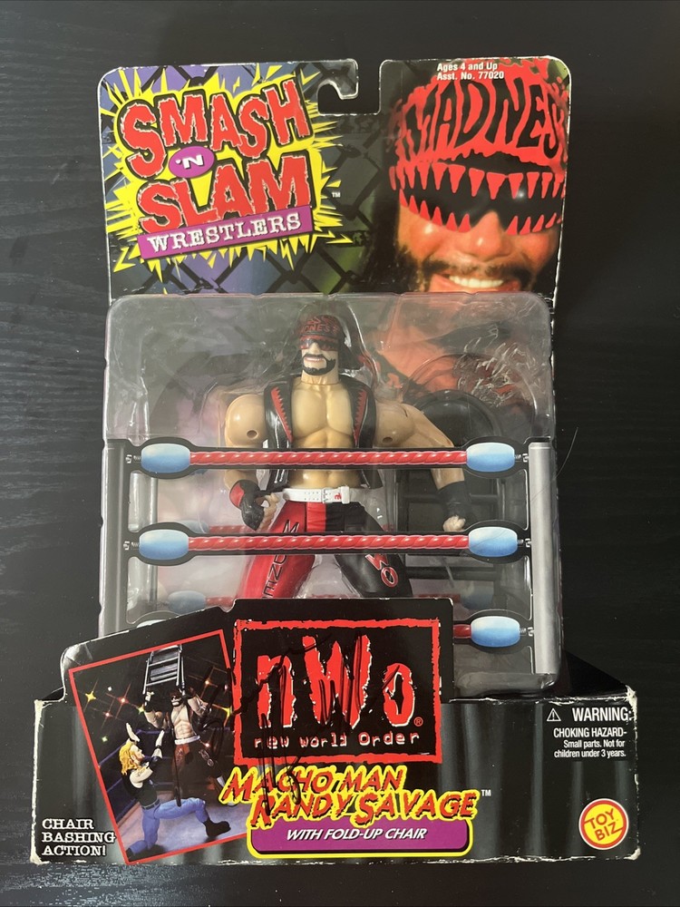 1990’s Smash N Slam Wrestlers NWO Macho Man Randy Savage ToyBiz 1999 NEW WCW