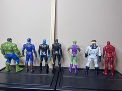 Lot of 7 Marvel Action Figures, Large, approx. 12″ Pre Owned No Accessories