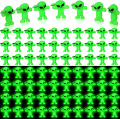25 Pcs 50 Pcs Easter Mini Alien Figures Glow in the Dark Space Ship Tiny Little