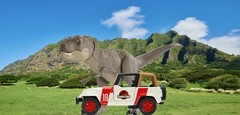Jurassic Park World Legacy Mattel T-Rex Dinosaur Jeep Figure Diorama Backdrop #3