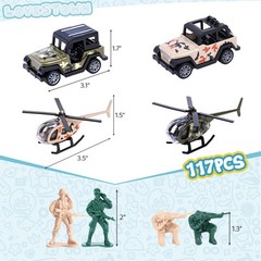 LovesTown 117PCS Army Men Playset, Military Soldier Set Army Action Figures B…