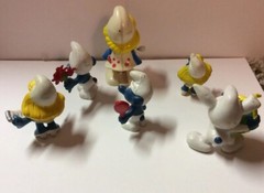 Smurf Figurines Toys 1970s 1980s Miniature Lot PVC And Smurfette Wind Up Toy