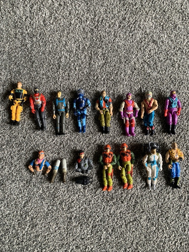 1980’s Lot Of 12 Full Figures 2 For Parts. Lanyard Cobra Light Foot, Skidmark