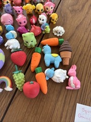Large Lot Of Squinkies , Shopkins, Puzzle Eraser, Generic Squinkies 170? Pieces