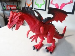 VTG RARE Dragon I Toys Roaring Eyes Light Up Red 19″ in HUGE Dinosaur Dragon