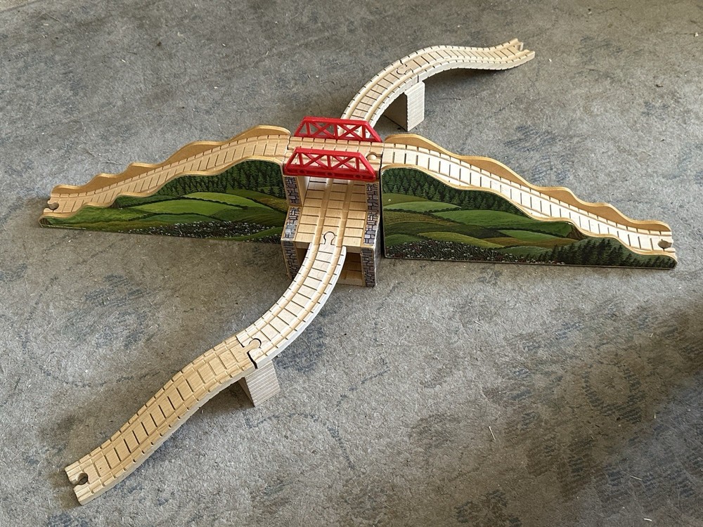 1998 Learning Curve Britt Allcroft Wooden Thomas Train 3 Tier Mountain Tunnel! +