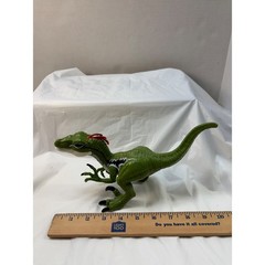 Mattel Jurassic World Velociraptor Green Dinosaur Action Figure Red Crest 8in