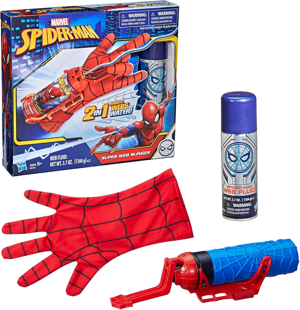 Spider-Man Super Web Slinger, 2-In-1 Shoots Webs or Water, Web Shooter Toy, Role
